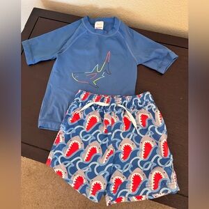 Hanna Andersson Toddler 3T Blue Shark Rashguard Set